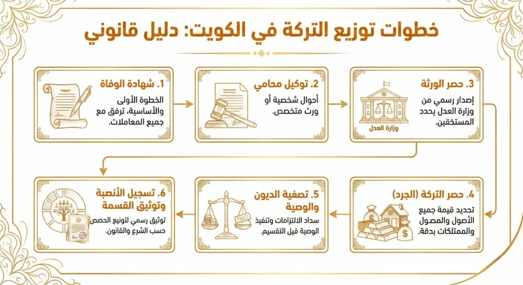 تعرف على خطوات واجراءات تقسيم الميراث في الكويت بحسب قانون الأحوال الشخصية 2025