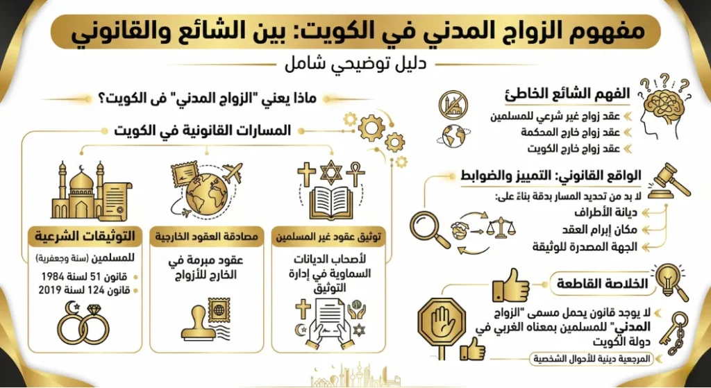 مفهوم الزواج المدني في الكويت بين المعلومات الشائعة والمعلومات القانونية الصحيحة