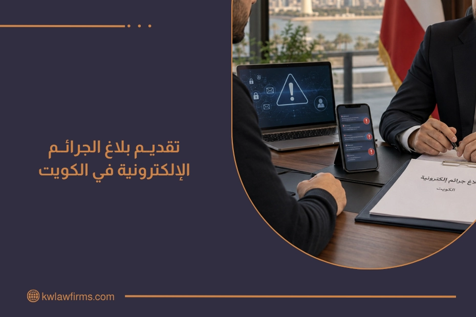 تقديم بلاغ الجرائم الإلكترونية في الكويت على مكتب محامٍ مختص بمتابعة البلاغات الإلكترونية والإجراءات القانونية.